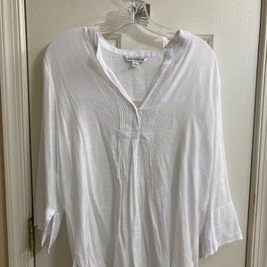 Counterparts LG Women's 3/4 Sleeve Pleated White Tunic